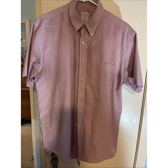 Brooks Brothers Other - Brooks Brothers Pink and Blue Checked Short-Sleeve Button-Down Shirt